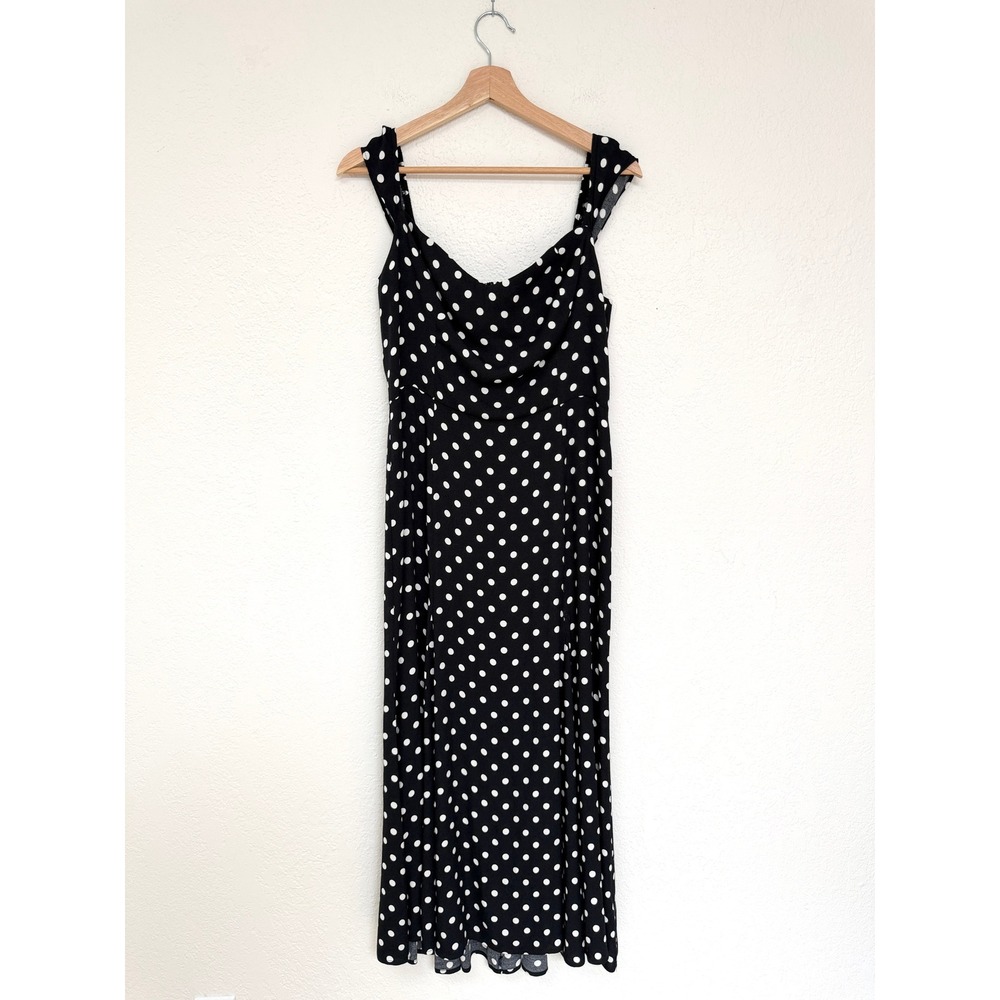 Reformation Bryson Midi Dress Black White Polka Dot Bettie Print Size 10